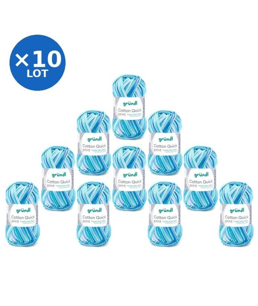 Lot de 10 pelotes Cotton Quick Print Grundl coton multicolore