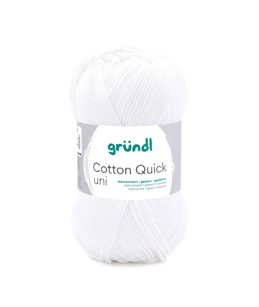 Fil à tricoter COTTON QUICK UNI - Gründl - PPSC - certifié Oeko-Tex - 01 Blanc