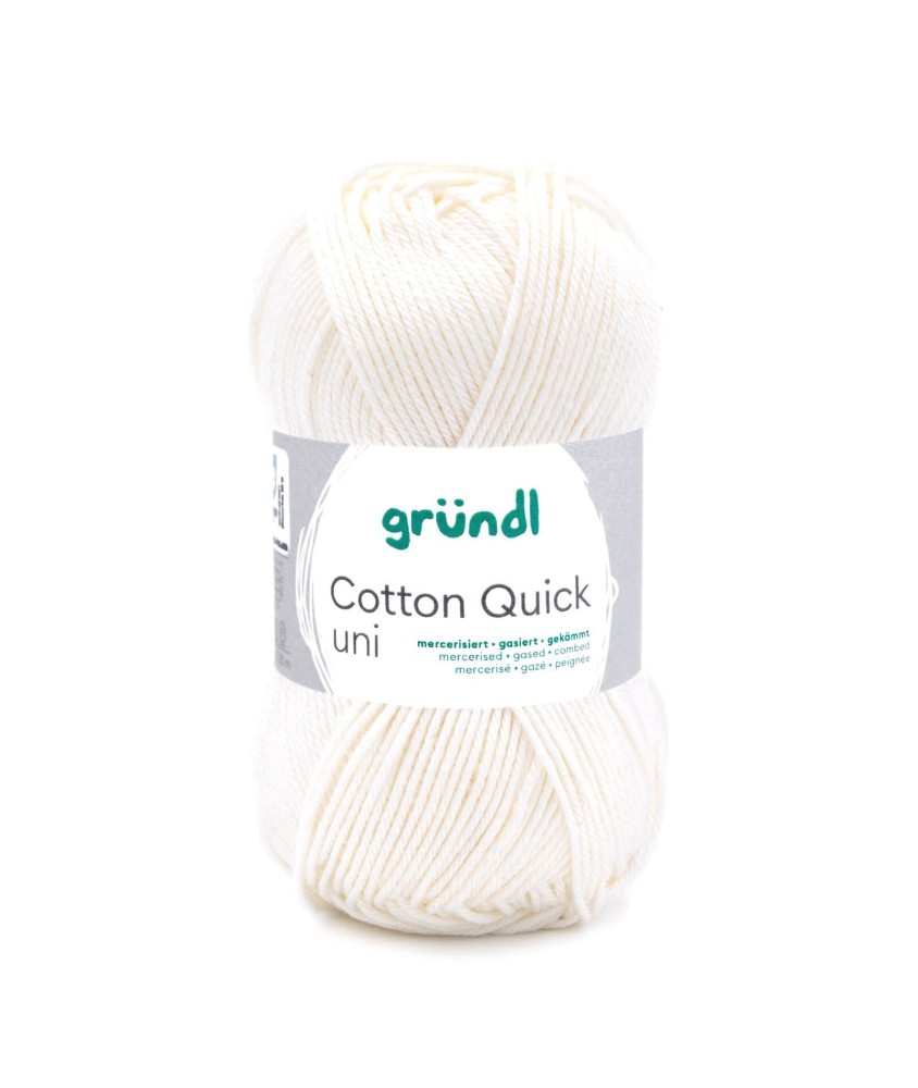 Fil à tricoter COTTON QUICK UNI - Gründl - PPSC - certifié Oeko-Tex - 132 Ecru