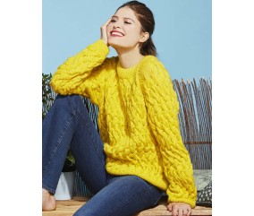Pull raglan col rond tout torsadé bis - BERGÈRE DE FRANCE