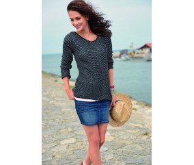 Pull coton bicolore col V - BERGÈRE DE FRANCE