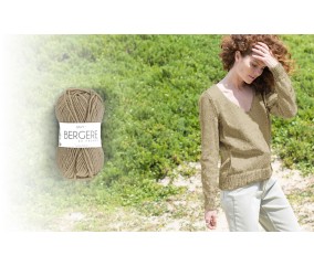 Pull jersey col V manches montées Samantha - BERGÈRE DE FRANCE