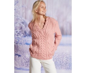 Pull à torsades col V dessiné - BERGÈRE DE FRANCE