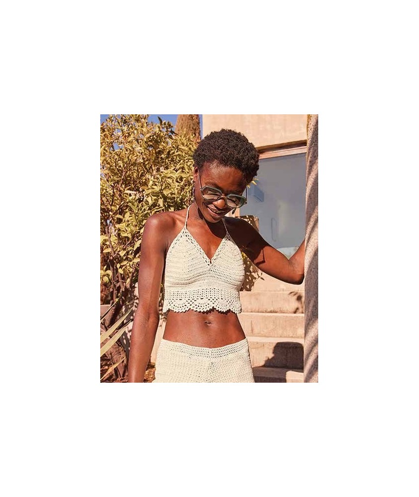 Bustier FEDERIKA Phildar - patron tricot femme PDF (photo du modèle porté)