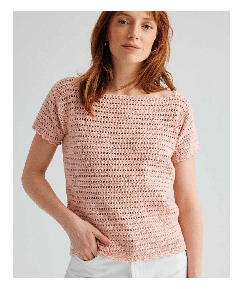 Pull ANGELA Phildar - patron tricot femme PDF (photo du modèle porté)