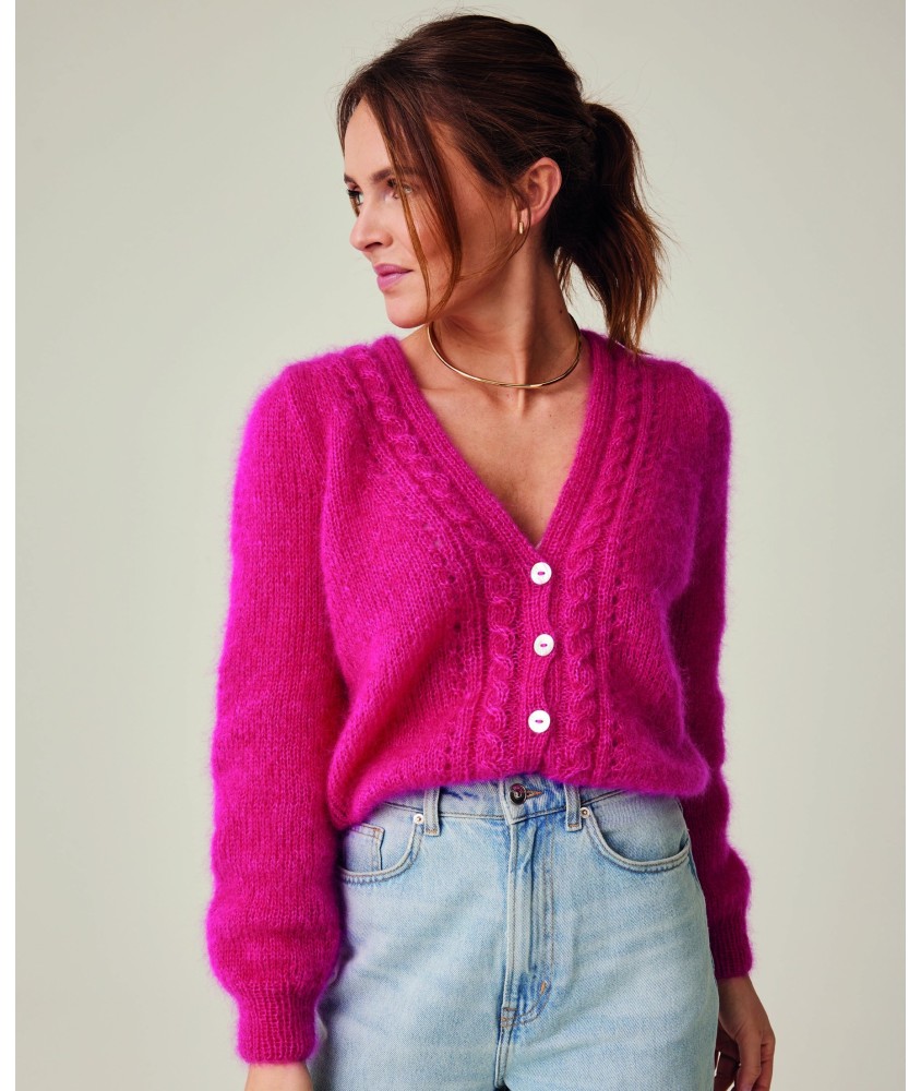 Gilet ERNEST Phildar - patron tricot femme PDF (photo du modèle porté)