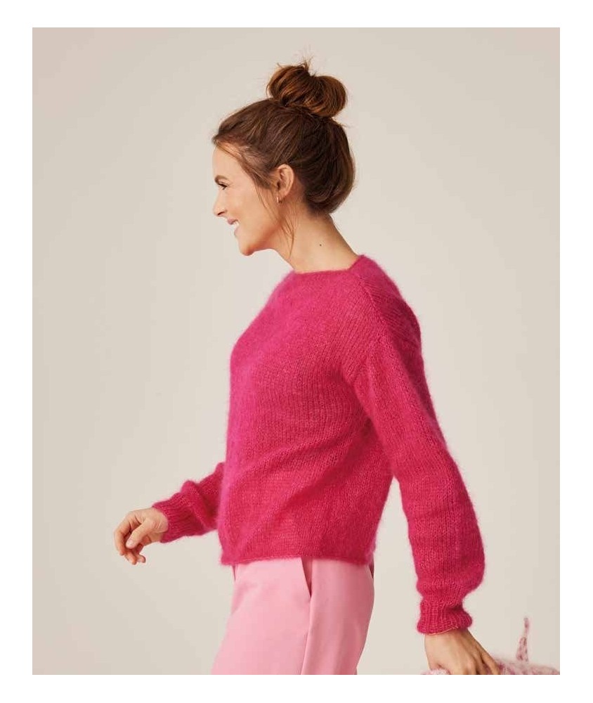 Pull ELIZA Phildar - patron tricot femme PDF (photo du modèle porté)