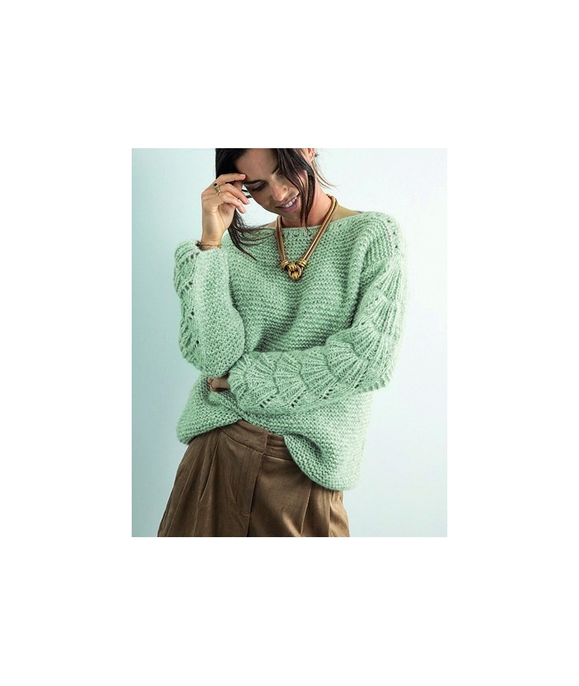 Pull LOU Phildar - patron tricot femme PDF (photo du modèle porté)