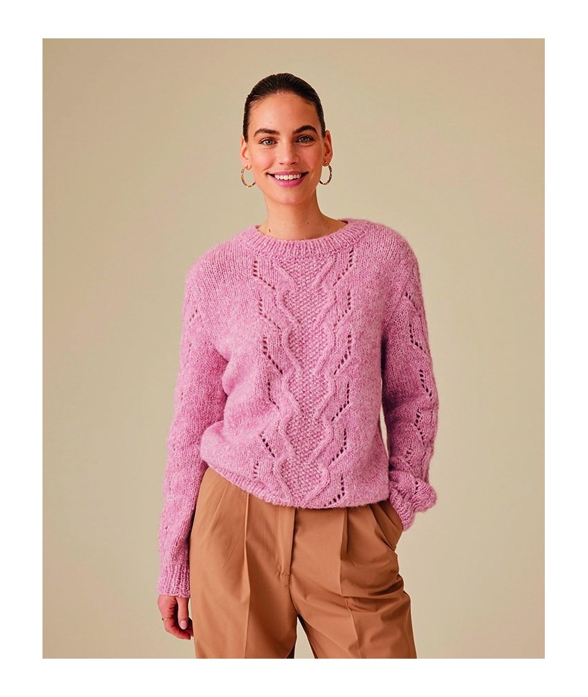 Pull GERALDA Phildar - patron tricot femme PDF (photo du modèle porté)