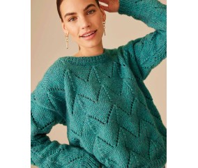 Pull GAELLA Phildar - patron tricot femme PDF (photo du modèle porté)