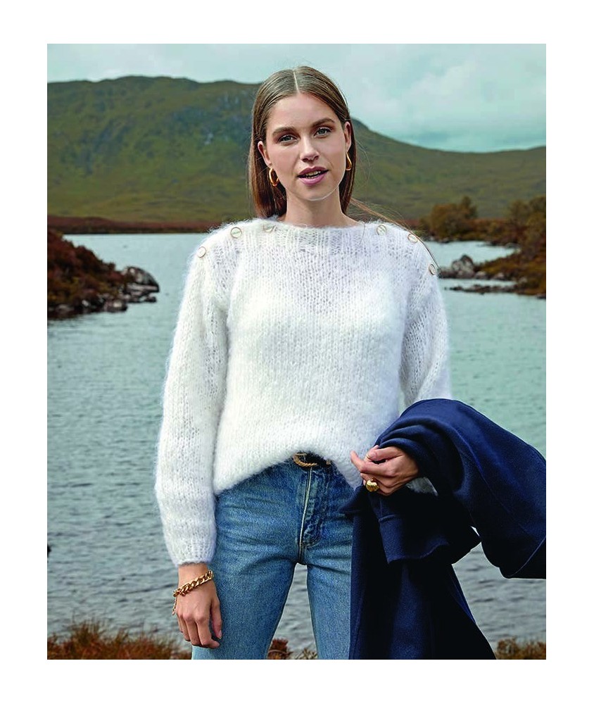 Pull ORLANE Phildar - patron tricot femme PDF (photo du modèle porté)