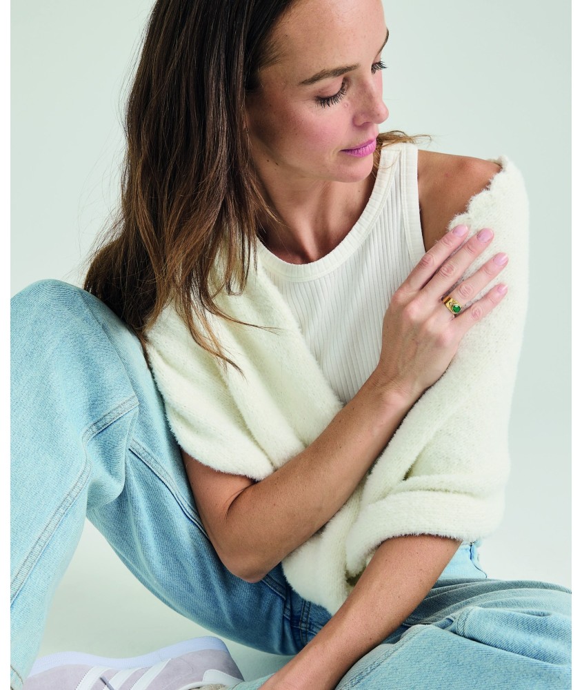 Chale LOUISE Phildar - patron tricot femme PDF (photo du modèle porté)