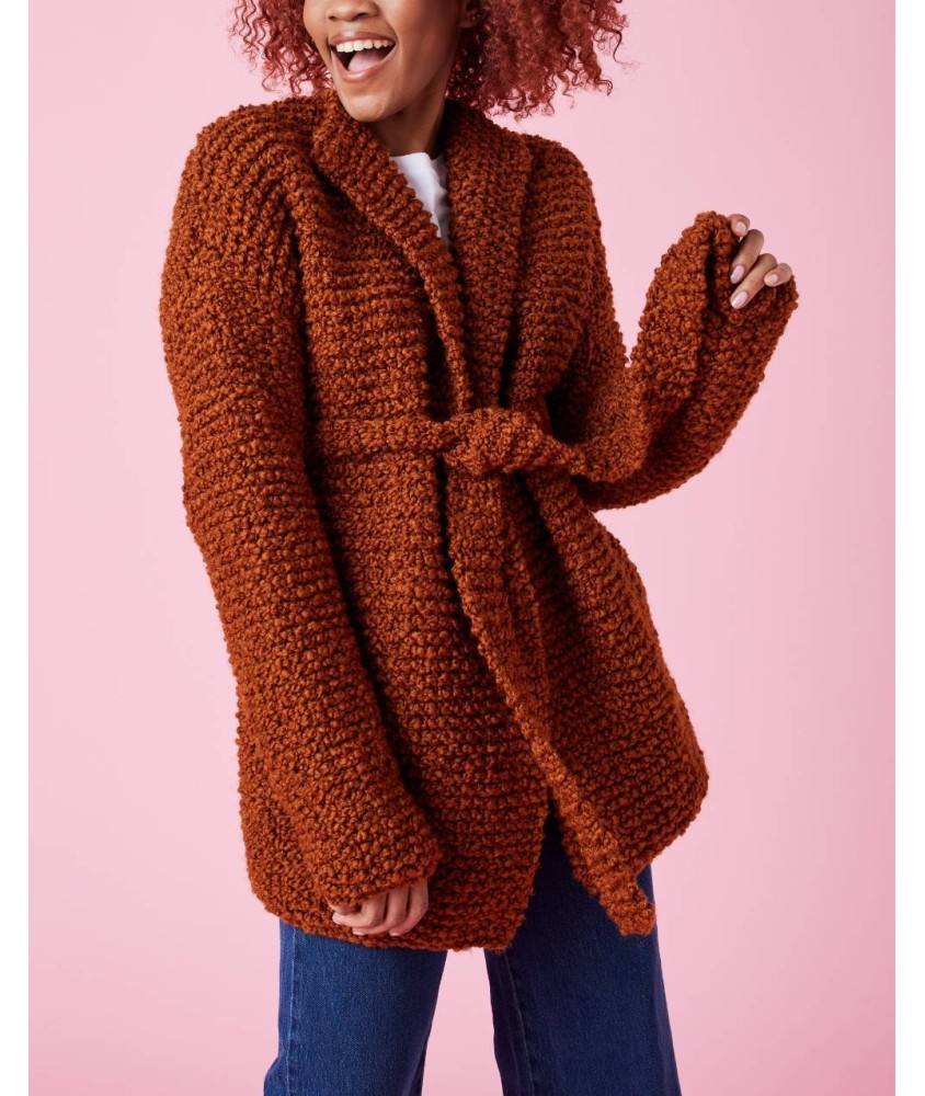 Gilet ALICIA Pingouin - patron tricot femme PDF (photo du modèle porté)