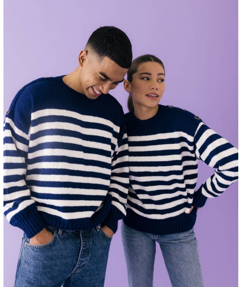 Pull DANIEL Pingouin - patron tricot PDF (photo du modèle porté)