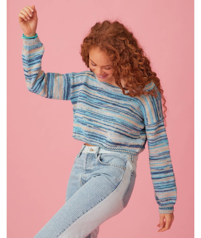 Pull DESIREE Pingouin - patron tricot femme PDF (photo du modèle porté)