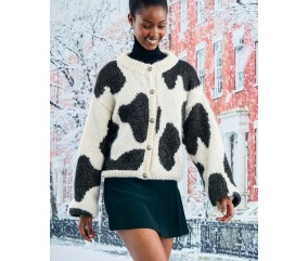 Veste ROCKAWAY Pingouin - patron tricot femme PDF (photo du modèle porté)