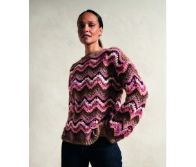 Pull ANNA rayé multicolore - Patron crochet Phildar