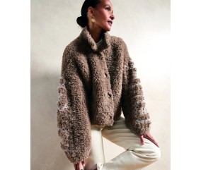 Veste AUDETTE fourrure et grannys - Patron crochet Phildar