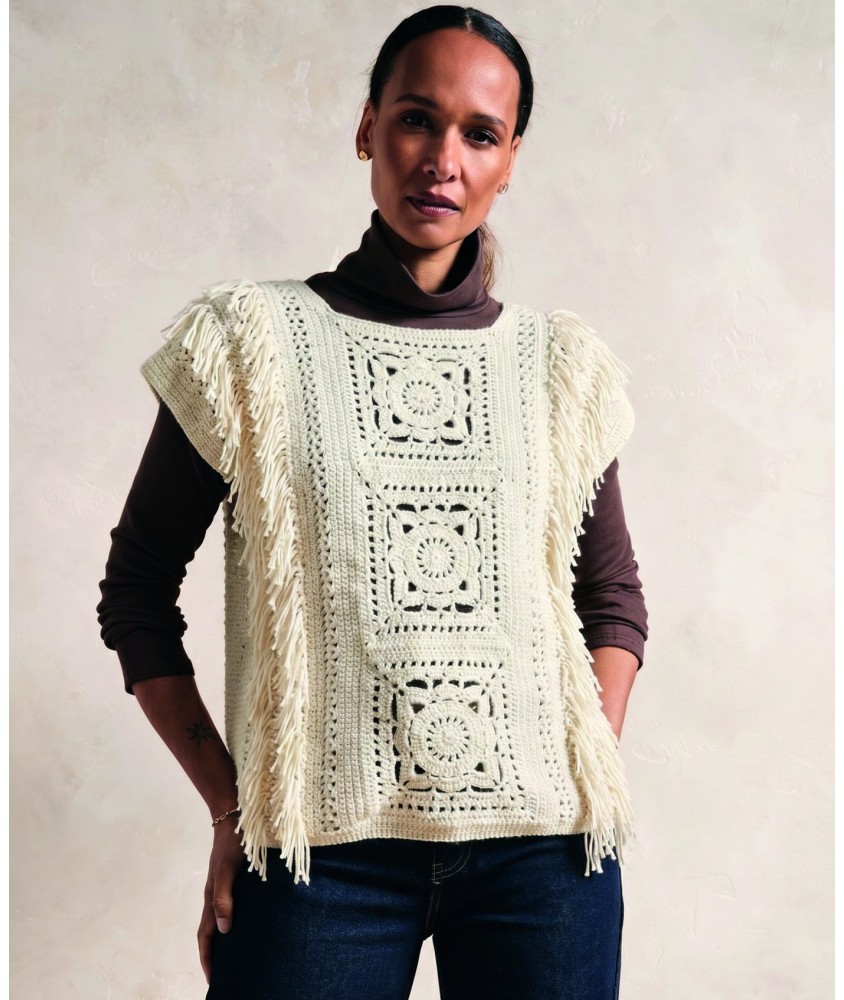 Pull sans manches ANTOINETTE grannys - Patron crochet Phildar