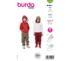 Patron Burda Kids n°9185 – Sweat à capuche et polo enfant Tailles 104-146