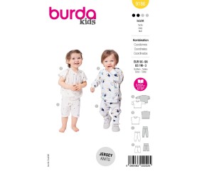 Patron Burda Kids n°9186 – Ensemble pyjama bébé et enfant, shirt et pantalon Tailles 56-98