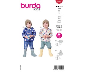 Patron Burda Kids n°9188 – Veste enfant zippée à capuche Tailles 68-104