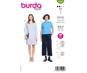 Patron Burda Style n°5609 – Robe & T-shirt Femme Tailles 36-48