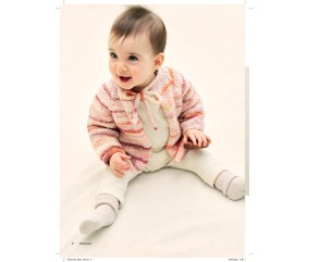Catalogue Phildar n°281 Layette et Enfant Tricot Automne/Hiver 2026-2027 - gilet bébé rayé en Phil Calypso