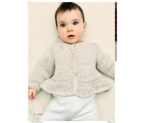 Catalogue Phildar n°281 Layette et Enfant Tricot Automne/Hiver 2026-2027 - gilet bébé écru en Phil Iris