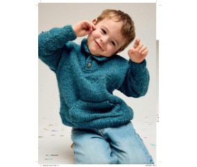 Catalogue Phildar n°281 Layette et Enfant Tricot Automne/Hiver 2026-2027 - pull enfant col boutonné en Phil Tweedy