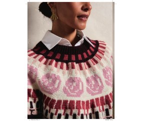 Catalogue Phildar n°279 Femme Crochet Automne/Hiver 2026-2027 - pull jacquard rose et bordeaux