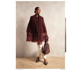 Catalogue Phildar n°279 Femme Crochet Automne/Hiver 2026-2027 - poncho bordeaux à franges
