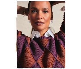 Catalogue Phildar n°279 Femme Crochet Automne/Hiver 2026-2027 - pull motif argyle multicolore