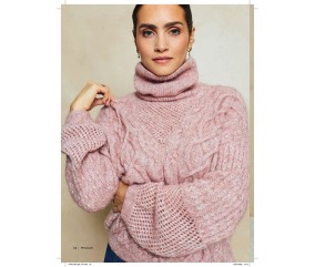 Catalogue Phildar n°280 Femme Tricot Automne/Hiver 2026-2027 - pull col roulé rose torsadé
