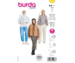 Patron Burda Style n°5590 – Pull, Veste & Gilet Femme Tailles 34-44 - pochette du patron, recto