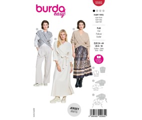 Patron Burda Easy n°5593 – Pull Cache-Cœur & Débardeur Femme Tailles 34-44 - pochette du patron, recto