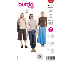 Patron Burda Easy n°5594 – T-shirt, Manches Longues & Col Roulé Femme Tailles 34-44 - pochette du patron, recto