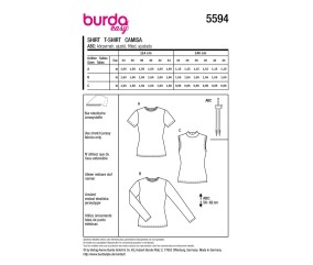 Patron Burda Easy n°5594 – T-shirt, Manches Longues & Col Roulé Femme Tailles 34-44 - plan de montage et fournitures