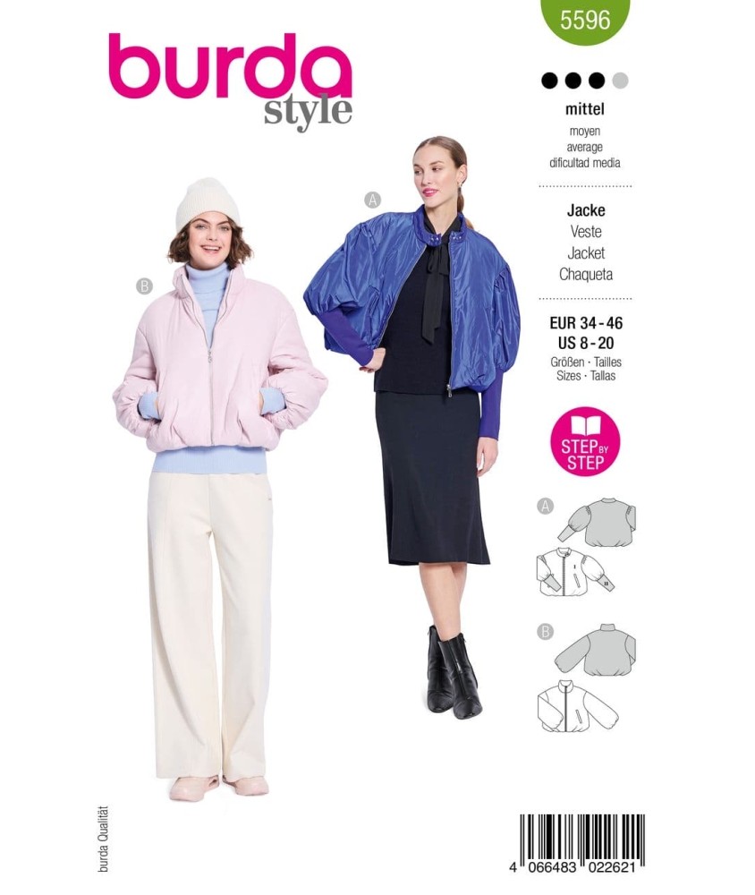 Patron Burda Style n°5596 – Veste Courte Femme Tailles 34-46 - pochette du patron, recto
