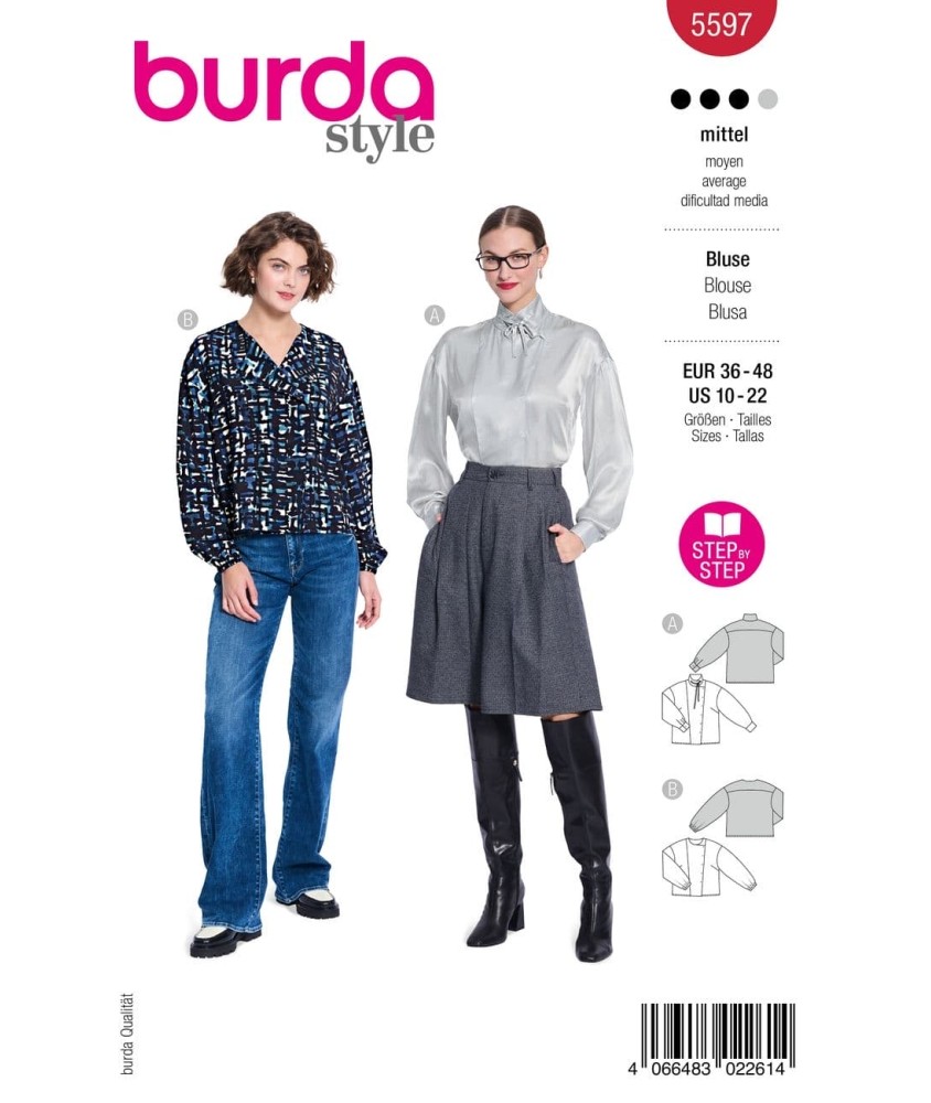 Patron Burda Style n°5597 – Blouse à Empiècement Femme Tailles 36-48 - pochette du patron, recto
