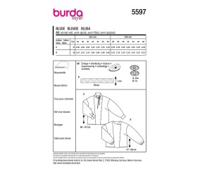 Patron Burda Style n°5597 – Blouse à Empiècement Femme Tailles 36-48 - plan de montage et fournitures
