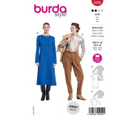 Patron Burda Style n°5599 – Robe & Haut Jersey Femme Tailles 34-46 - pochette du patron, recto