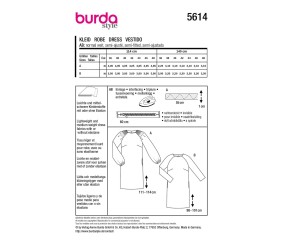 Patron Burda Style n°5614 – Robe Manches Froncées Femme Tailles 36-48 - plan de montage et fournitures