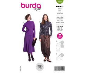 Patron Burda Style n°5616 – Robe & Haut Drapés Jersey Femme Tailles 34-44 - pochette du patron, recto