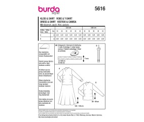 Patron Burda Style n°5616 – Robe & Haut Drapés Jersey Femme Tailles 34-44 - plan de montage et fournitures