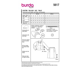 Patron Burda Style n°5617 – Tailleur Veste & Jupe Femme Tailles 34-46 - plan de montage et fournitures