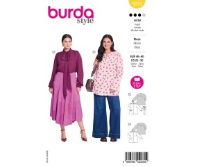 Patron Burda Style n°5619 – Blouse Col Nœud Femme Grandes Tailles 46-60 - pochette du patron, recto