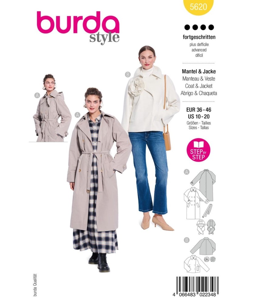 Patron Burda Style n°5620 – Trench & Veste Femme Tailles 36-46 - pochette du patron, recto