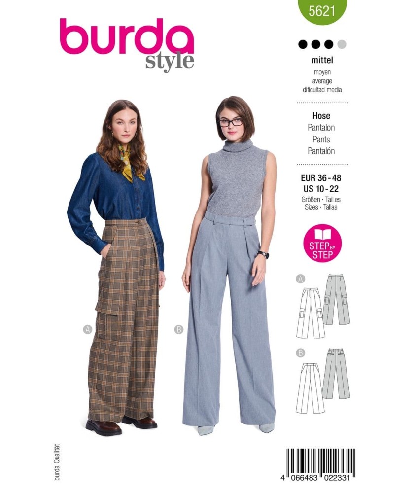 Patron Burda Style n°5621 – Pantalon à Pinces Femme Tailles 36-48 - pochette du patron, recto