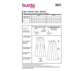 Patron Burda Style n°5621 – Pantalon à Pinces Femme Tailles 36-48 - plan de montage et fournitures